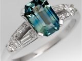Light Blue Diamond Engagement Rings Shimmery Light Blue Green Sapphire Engagement Ring 1950s Mounting