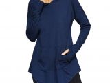 Light Blue Long Sleeve Shirt Womens Women Hoodies with Caps Fashion Casual Sweatshirts Tunic Vintage