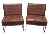 Light Brown Leather Accent Chair Leather & Chrome Brown Accent Chairs Pair