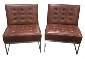 Light Brown Leather Accent Chair Leather & Chrome Brown Accent Chairs Pair