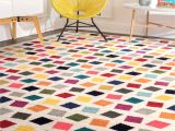 Light Pink area Rug 8×10 Nuloom Contemporary southwestern Bohemian Abstract Square Dots Cream