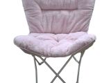 Light Pink Fluffy Chair Folding Plush butterfly Chair In Blush Pink Stylish Relaxing