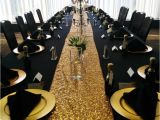 Light Pink Table Cloth Black Table Linens Gold Charger Plates Black Napkins Pyramid Fold