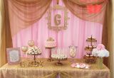 Light Pink Table Cloth Pink and Gold Baby Shower Baby Shower Party Ideas Dessert Tables