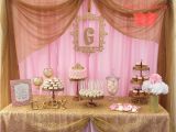 Light Pink Table Cloth Pink and Gold Baby Shower Baby Shower Party Ideas Dessert Tables