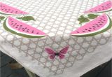 Light Pink Table Cloth Vintage Shabby Pink Watermelons and butterflies Tablecloth From My