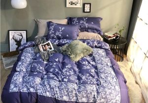 Light Purple Comforter Set 2018 Plaid White Flowers Purple Duvet Cover Set Egyptian Cotton Bed