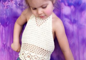 Light Purple Crop top Ivory toddler top Crochet Halter top Baby Girl Festival top