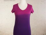 Light Purple Shirt Womens Bohemian Shirt Ombre V Neck top Dip Dye Shirt Pink to Purple