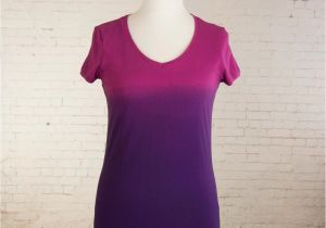 Light Purple Shirt Womens Bohemian Shirt Ombre V Neck top Dip Dye Shirt Pink to Purple