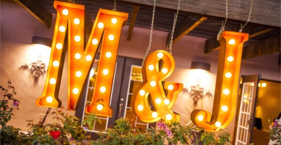 Light Up Initials Vintage Retro Light Up Initials Monogram Backyard Reheasal Dinner