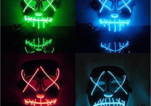 Light Up Masks for Raves 1 Pcs El Wire Mask Light Up Neon Skull Led Mask for Halloween Party