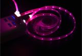 Lighted Charging Cable Led Light Up Flat Noodle Micro Usb Cable Type C for Samsung I5
