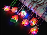 Lighted Christmas Necklace Glow Up Flashing Led Necklace for Christmas Kids Colorful Beads