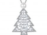 Lighted Christmas Necklace wholesale New Xmas Tree Pendant Necklaces Inlay Zircon Pearl