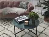 Marble Living Room Tables Pink sofa Berber Rug and Marble Coffee Table with Plants
