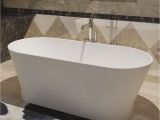 Matte White Freestanding Bathtub 59 In Oval Man Made Stone Freestanding Bathtub Matte
