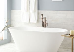 Matte White Freestanding Bathtub 68" oria Resin Freestanding Tub Matte Finish Bathroom