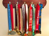 Medal Display Rack Running Medal Display Holder Dark Cherry Stain Finish Wooden