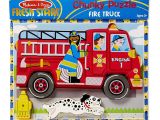 Melissa and Doug Floor Puzzles Fire Truck Amazon Com Melissa Doug Fire Truck Wooden Chunky Puzzle 18 Pcs