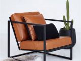 Metal and Leather Accent Chair Black Metal Frame and Tan Leather Armchair Designer