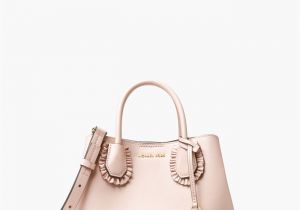 Michael Kors Light Pink Purse Sale Michael Kors soft Pink Mercer Gallery Small Ruffled Leather