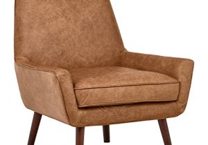 Mid Century Modern Leather Accent Chair Rivet Leather Low Arm Accent Chair Cognac Jamie Mid