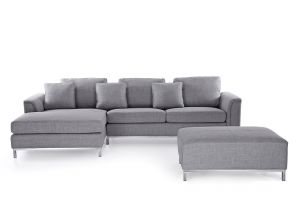 Mid Century Modern Sectional sofa Beliani Oslo Modern Sectional sofa with Ottoman Oslo Light Grey