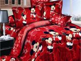 Minnie Mouse Bedding Set King Size 100 Cotton Red Color Mickey Mouse Quilt Duvet Cover Flat Sheet Twin