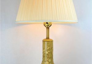 Mustard Yellow Floor Lamp Large Vintage Ceramic Table Lamp with Yellow Flowers by