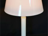 Mustard Yellow Floor Lamp White Table Lamp by Gerard Thurston for Lightolier by