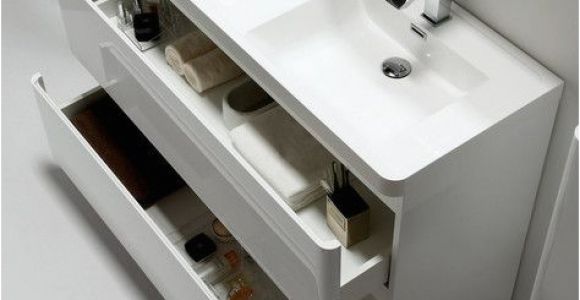 Narrow Bathtubs Canada tona 48" Narrow Gloss White Modern Bathroom Vanity Double