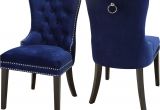 Navy and White Parsons Chair Meridian Furniture Nikki Dining Chair In Tufted Navy Blue Velvet W