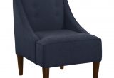 Navy Blue Accent Chair with Arms Modern Accent Chairs with Oak Leg Design Popular Home