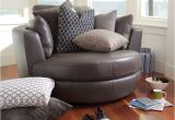 Navy Blue Accent Chair with Ottoman Oversized Leather Swivel Chair for Living Room with