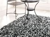 Navy Blue Furry Rug area Rugs Fancy Round oriental Rug On Black and White Shag