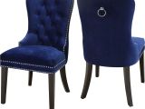 Navy Blue Wingback Chairs Meridian Furniture Nikki Dining Chair In Tufted Navy Blue Velvet W