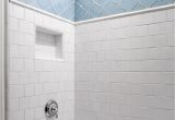 Near Bathtubs Large This Traditional White Tile Shower Features A Blue