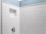 Near Bathtubs Large This Traditional White Tile Shower Features A Blue
