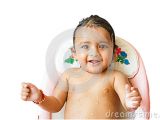 Newborn Baby Bathtub India Cute Indian Baby Boy Bathing Stock Image