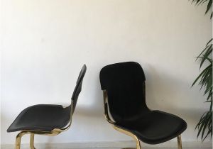 Nicole Miller Dining Chairs Brass and Leather Dining Chairs by Willy Rizzo for Cidue 1960s Set