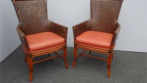 Orange Leather Accent Chair Pair Vintage Bamboo orange Leather Palecek Accent Chairs