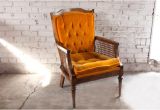 Orange Velvet Accent Chair Vintage orange Velvet Tufted Cane Accent Chair