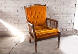 Orange Velvet Accent Chair Vintage orange Velvet Tufted Cane Accent Chair