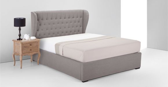 Ottoman Bed Frames Made Kingsize Bed with Storage Graphite Grey Linen Bergerac