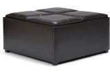Ottoman with Trays Coffee Table Storage Ottoman with 4 Serving Trays