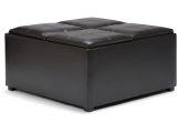 Ottoman with Trays Coffee Table Storage Ottoman with 4 Serving Trays