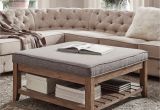 Ottoman with Trays Lennon Pine Planked Storage Ottoman Coffee Table by Inspire Q