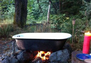 Outdoor Bathtub Fire Cast Iron Tub Heated by Fire Used for Glamping Olympic