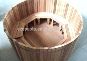 Outdoor Bathtub Sale Round Wooden Bathtub with External Heater for 6 8 Person